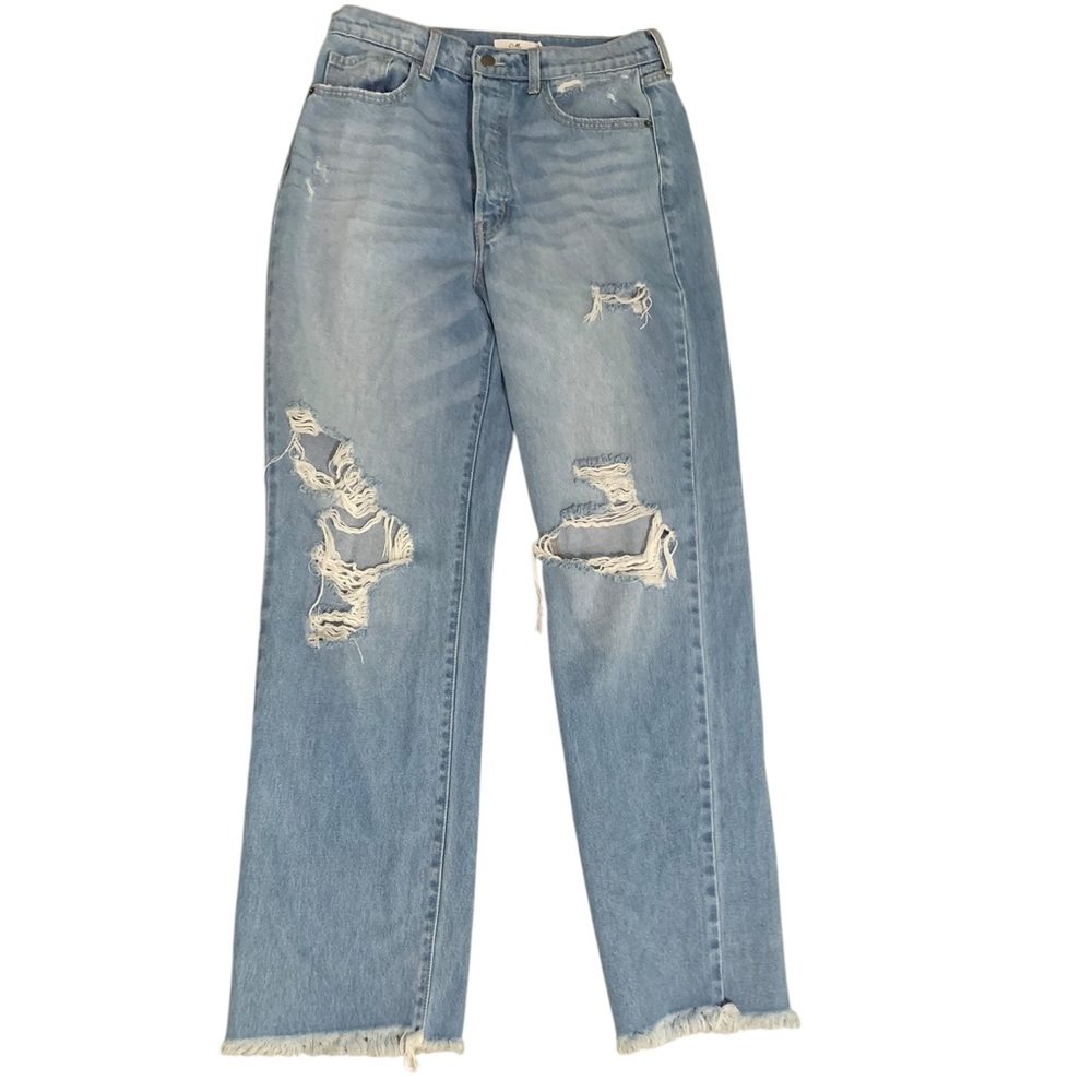 Cello High Waist Straight Leg Distressed Button Fly Jeans size 31